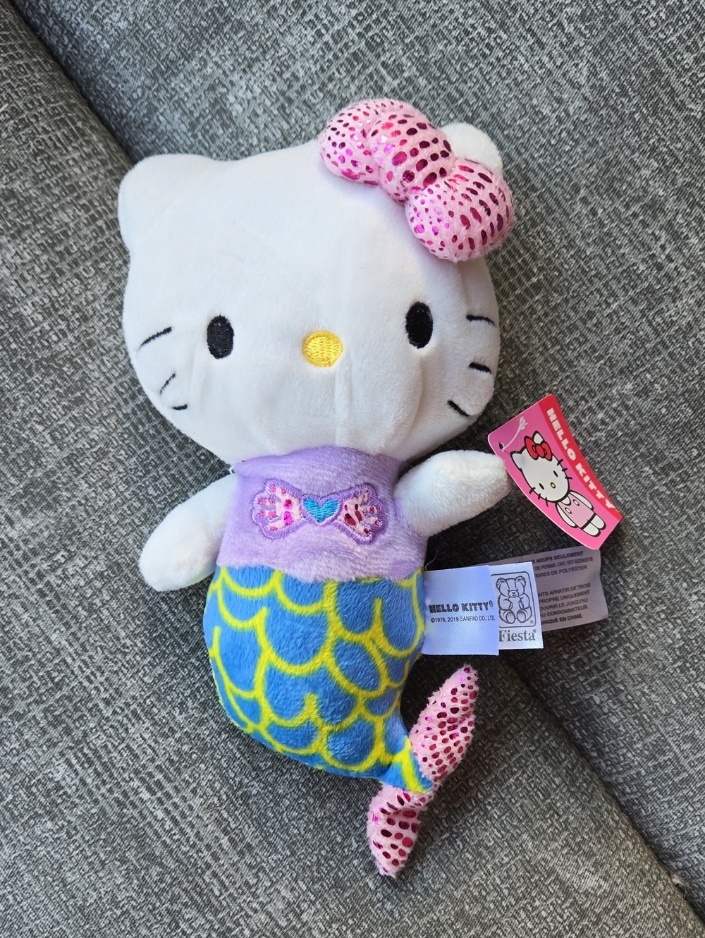 Sanrio 2019 x Fiesta Hello Kitty Pink Bow Mermaid Plush 8" NWT